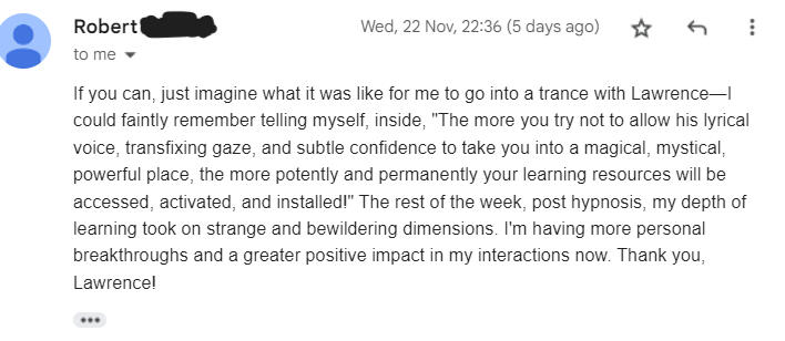 A testimonial from Robert